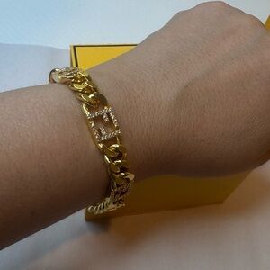 Fendi Gold Bracelet with Crystal Details